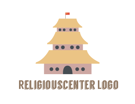 pagoda with flag on top