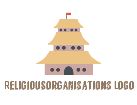 pagoda with flag on top