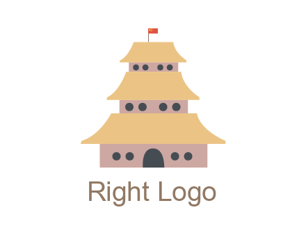 pagoda with flag on top
