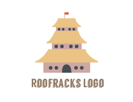 pagoda with flag on top
