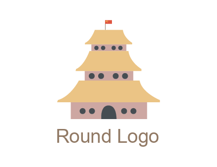 pagoda with flag on top
