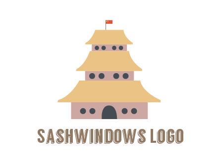 pagoda with flag on top