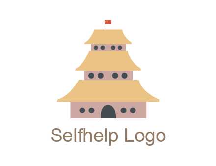 pagoda with flag on top