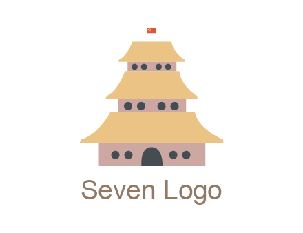 pagoda with flag on top