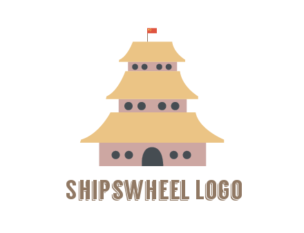 pagoda with flag on top