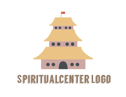 pagoda with flag on top