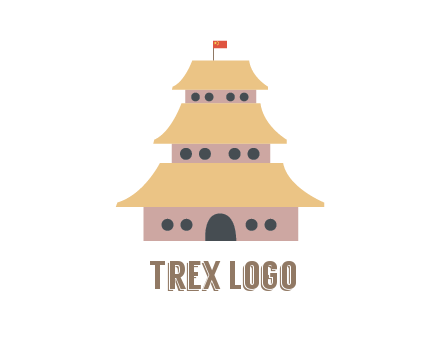 pagoda with flag on top