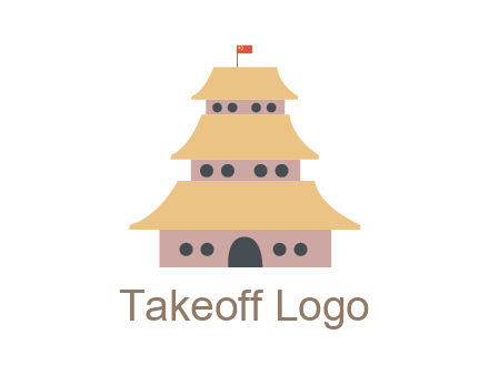 pagoda with flag on top