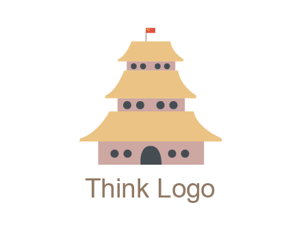 pagoda with flag on top