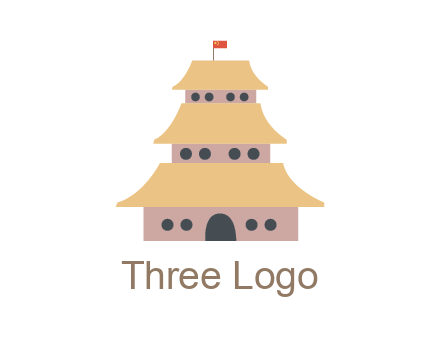 pagoda with flag on top