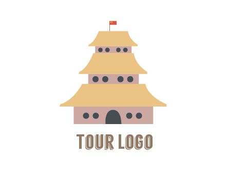 pagoda with flag on top