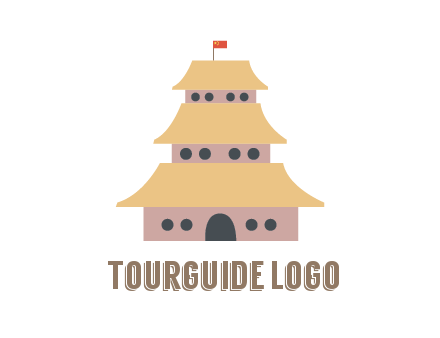 pagoda with flag on top