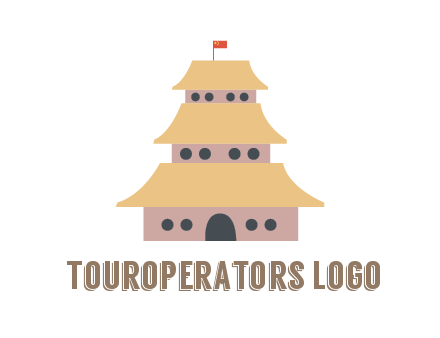 pagoda with flag on top