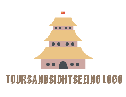pagoda with flag on top
