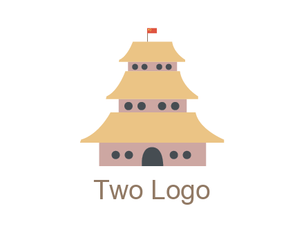 pagoda with flag on top