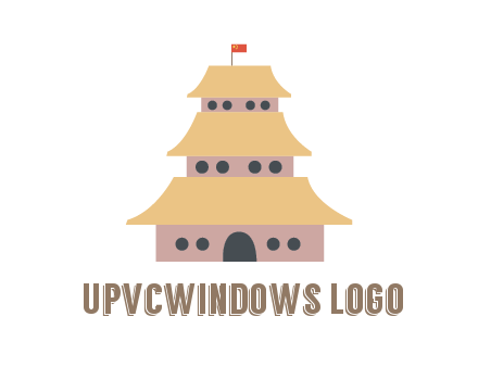 pagoda with flag on top