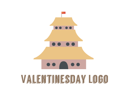 pagoda with flag on top