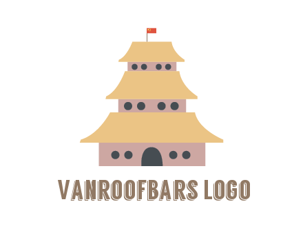 pagoda with flag on top