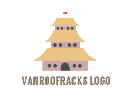 pagoda with flag on top