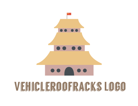 pagoda with flag on top