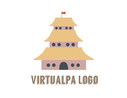 pagoda with flag on top