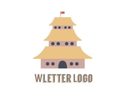 pagoda with flag on top