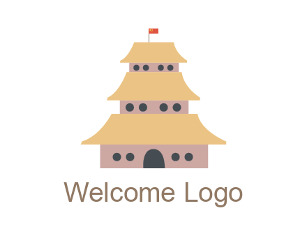 pagoda with flag on top