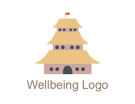 pagoda with flag on top