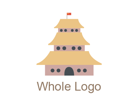 pagoda with flag on top