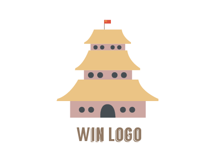 pagoda with flag on top