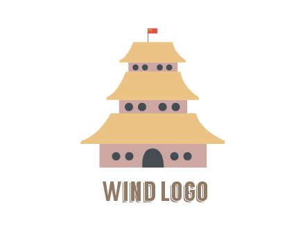 pagoda with flag on top