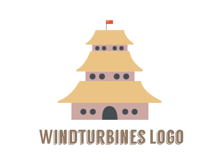 pagoda with flag on top