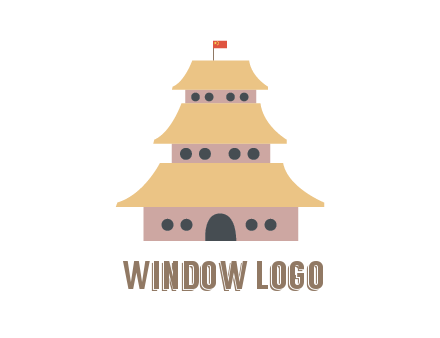 pagoda with flag on top