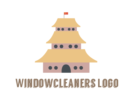 pagoda with flag on top