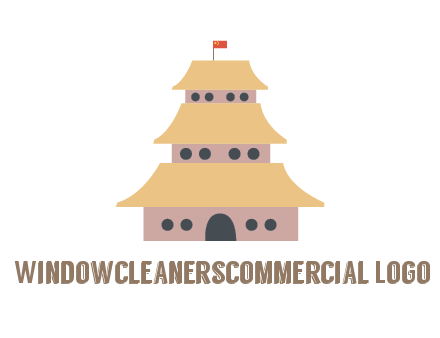 pagoda with flag on top