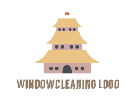 pagoda with flag on top