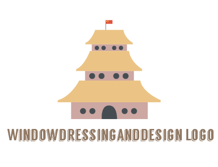 pagoda with flag on top