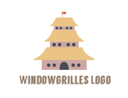 pagoda with flag on top