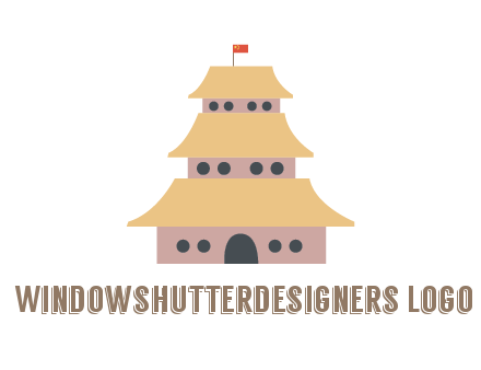 pagoda with flag on top