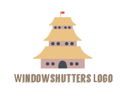 pagoda with flag on top