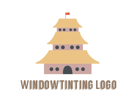 pagoda with flag on top