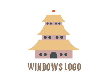 pagoda with flag on top