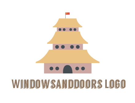 pagoda with flag on top