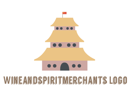 pagoda with flag on top