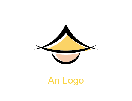 abstract man wearing Chinese straw hat