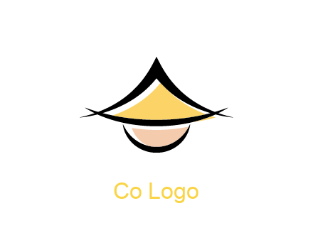 abstract man wearing Chinese straw hat