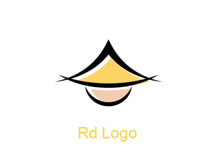 abstract man wearing Chinese straw hat