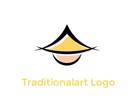 abstract man wearing Chinese straw hat