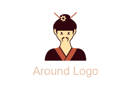 woman wearing kimono with chopsticks in hair