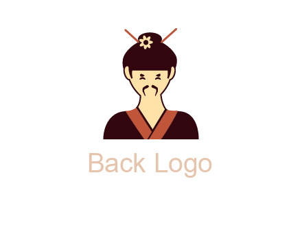 woman wearing kimono with chopsticks in hair